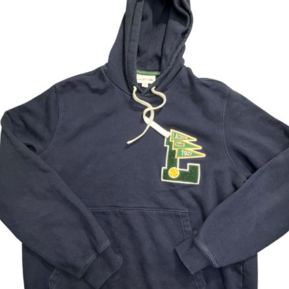 Lacoste Men’s Hooded Cotton Fleece Pennants L Badge Hoodie College Navy Blue